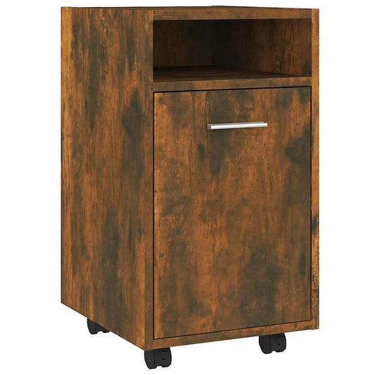 815852 vidaXL Side Cabinet with Wheels Smoked Oak 33x38x60 cm Engineered Wood