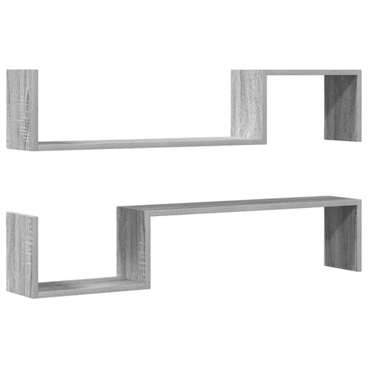 vidaXL Wall Shelves 2 pcs Grey Sonoma 100x15x20 cm Engineered Wood