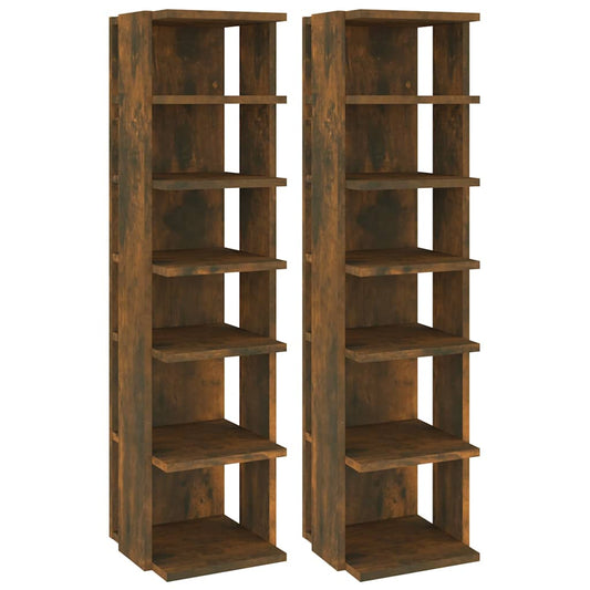 vidaXL Shoe Racks 2 pcs Smoked Oak 27,5x27x102 cm Engineered Wood