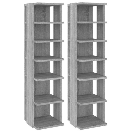 vidaXL Shoe Racks 2 pcs Grey Sonoma 27,5x27x102 cm Engineered Wood