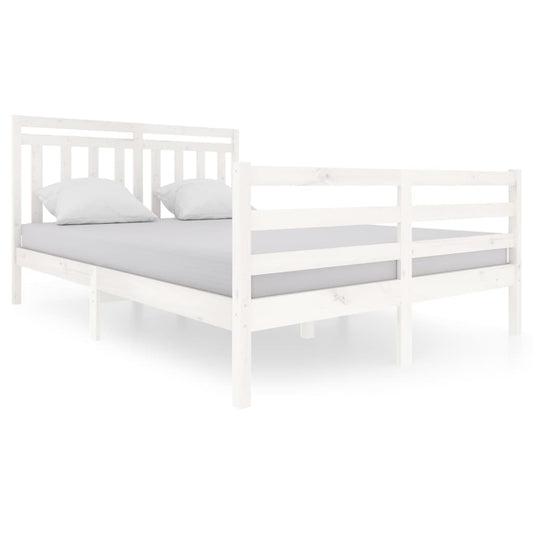 3100655 vidaXL Bed Frame without Mattress White Solid Wood 140x200 cm (810431+814095)