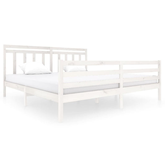 3100675 vidaXL Bed Frame without Mattress White Solid Wood 200x200 cm (810451+814115)