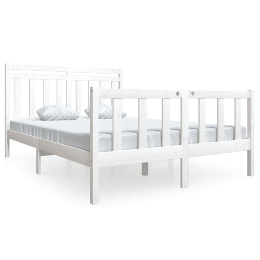 3100700 vidaXL Bed Frame without Mattress White Solid Wood 140x190 cm (810063+814095)