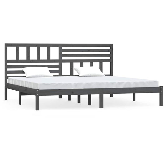 vidaXL Bed Frame without Mattress Grey Solid Wood Pine 200x200 cm