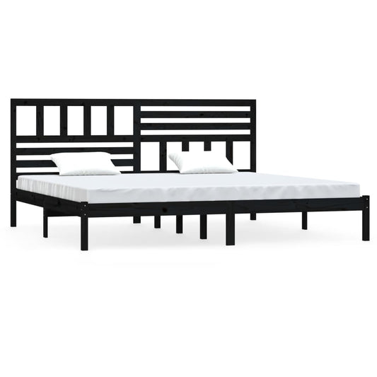 vidaXL Bed Frame | Black | Solid Pine Wood | 200x200 cm | Durable | Rustic