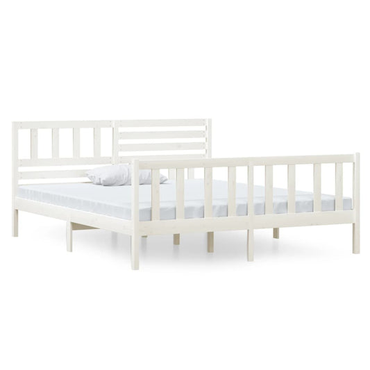 3101134 vidaXL Bed Frame without Mattress White Solid Wood 140x190 cm (810063+814145)