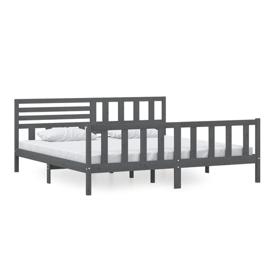 3101175 vidaXL Bed Frame without Mattress Grey Solid Wood 200x200 cm (810104+814166)