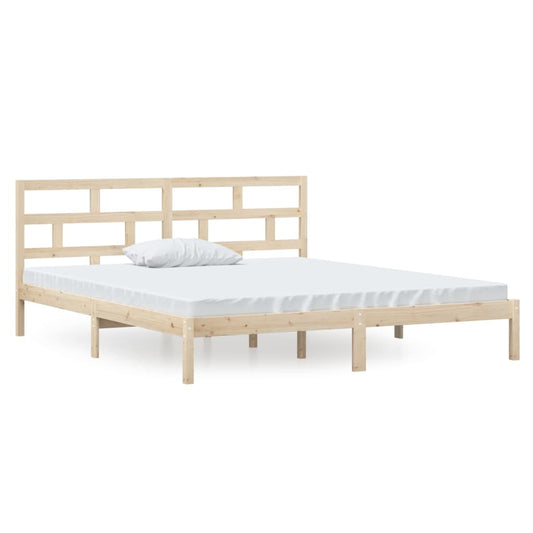 vidaXL Bed Frame | Natural wood | Solid pine wood | 135 x 190 cm | Durable