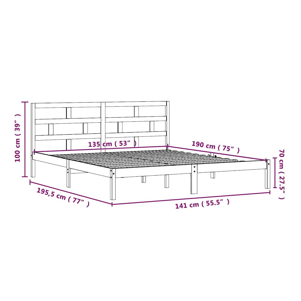vidaXL Bed Frame without Mattress Double Solid Wood