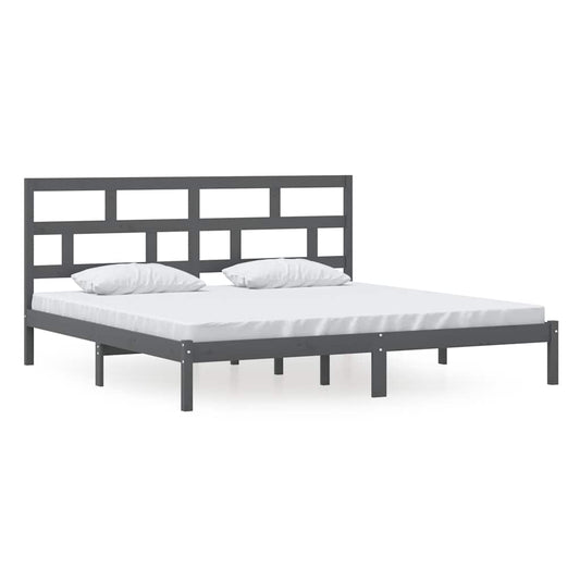 vidaXL Bed Frame without Mattress Grey Solid Wood Pine 200x200 cm