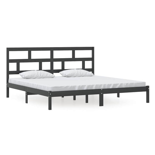 vidaXL Bed Frame | Black | Solid pine wood, Plywood slats | Double | Modern