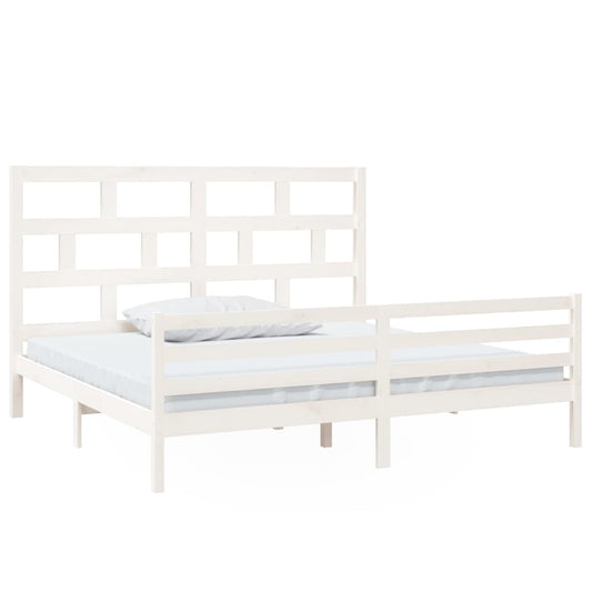 3101304 vidaXL Bed Frame without Mattress White Solid Wood 200x200 cm (810451+814215)