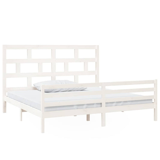 vidaXL Bed Frame without Mattress White Solid Wood 200x200 cm