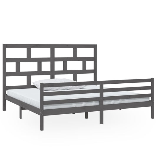 3101305 vidaXL Bed Frame without Mattress Grey Solid Wood 200x200 cm (810452+814216)