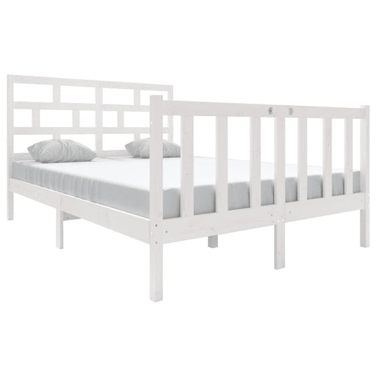 3101329 vidaXL Bed Frame without Mattress White Solid Wood 140x190 cm (810063+814195)
