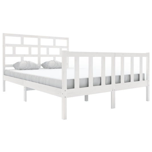 3101359 vidaXL Bed Frame without Mattress White Solid Wood 160x200 cm (810093+814205)