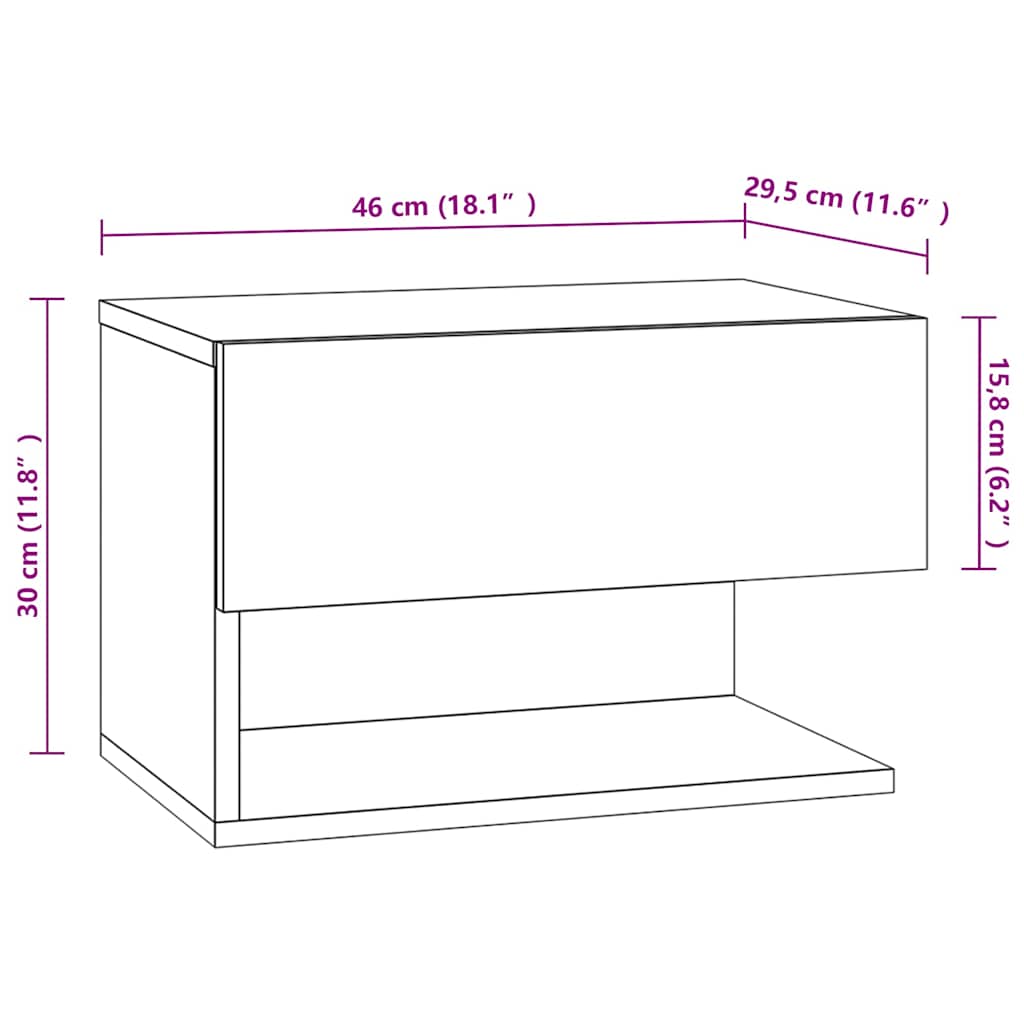 810955 vidaXL Wall-mounted Bedside Cabinet Black
