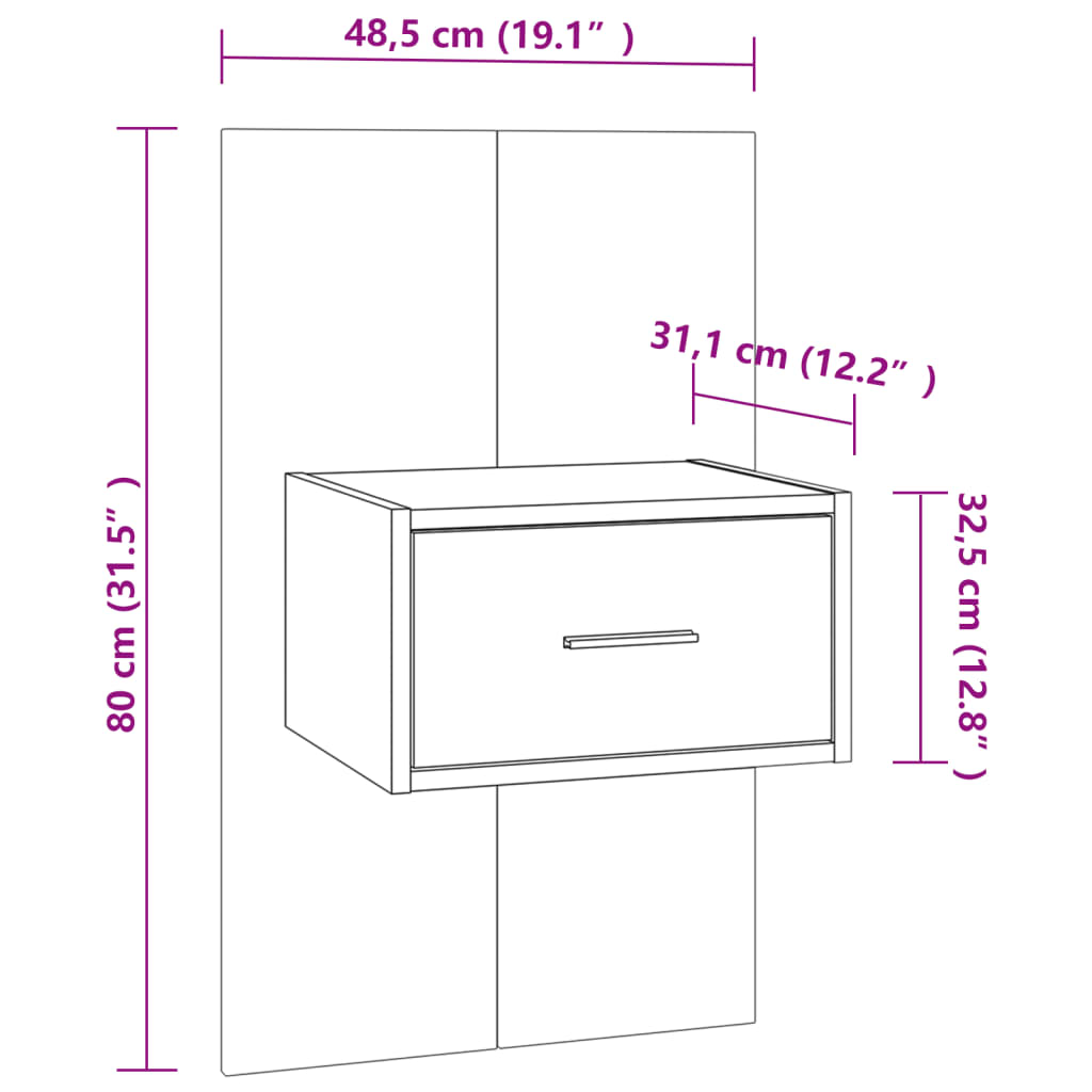 vidaXL Wall-mounted Bedside Cabinets 2 pcs White