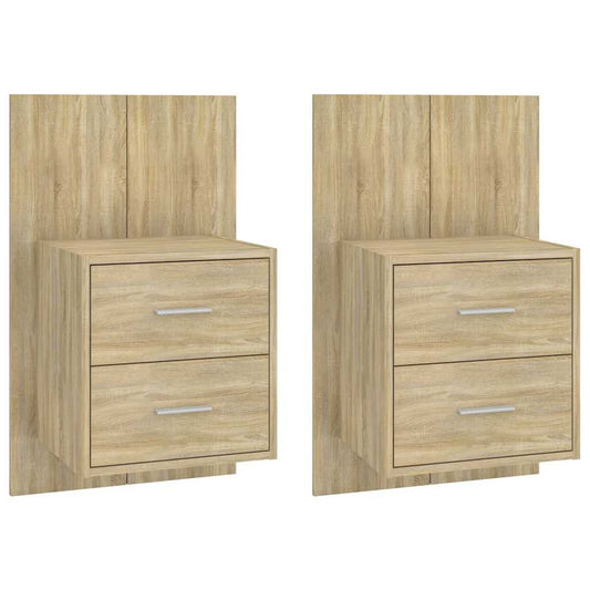 810996 vidaXL Wall-mounted Bedside Cabinets 2 pcs Sonoma Oak