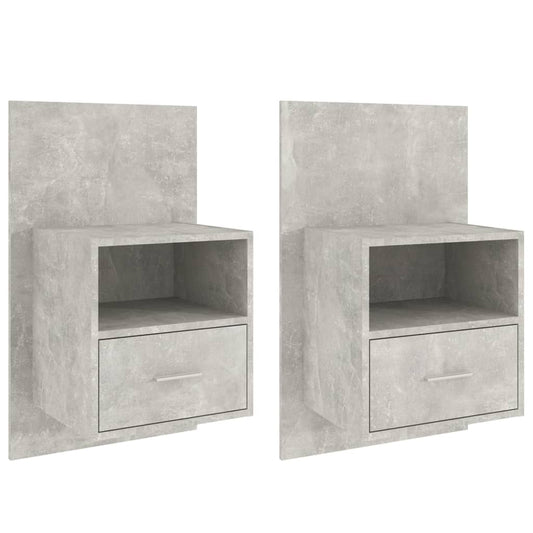 811016 vidaXL Wall-mounted Bedside Cabinets 2 pcs Concrete Grey