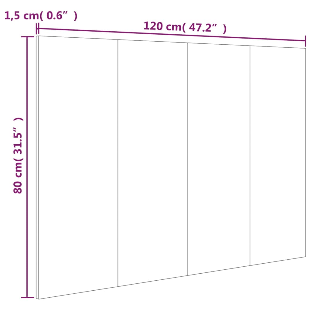 811025 vidaXL Bed Headboard White 120x1,5x80 cm Engineered Wood