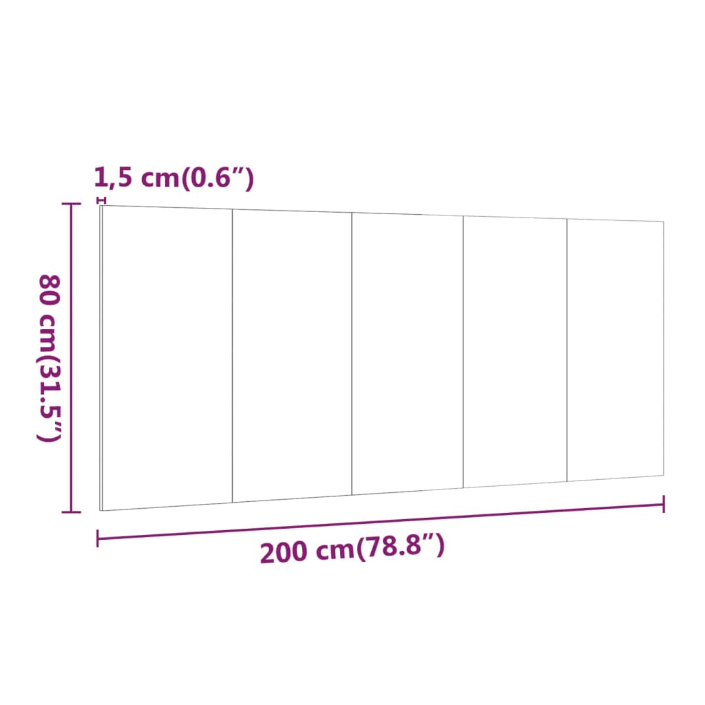 vidaXL Bed Headboard White 200x1.5x80 cm Engineered Wood