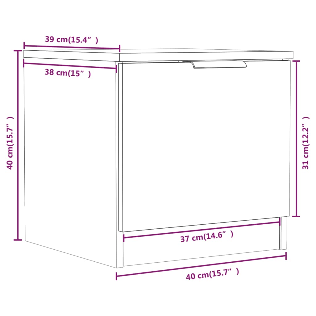 811196 vidaXL Bedside Cabinet White 40x39x40 cm