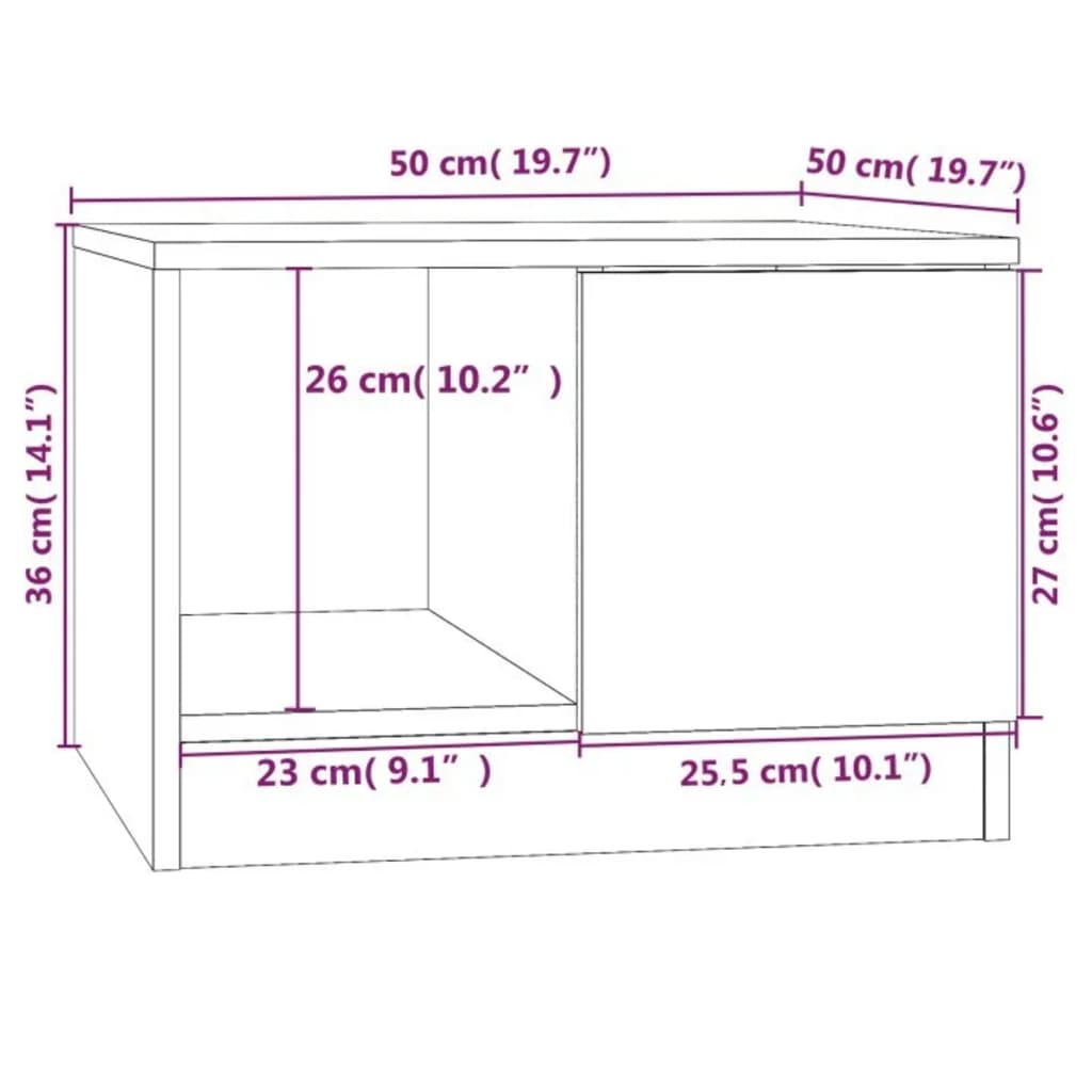 vidaXL Coffee Table Sonoma Oak 50x50x36 cm Engineered Wood