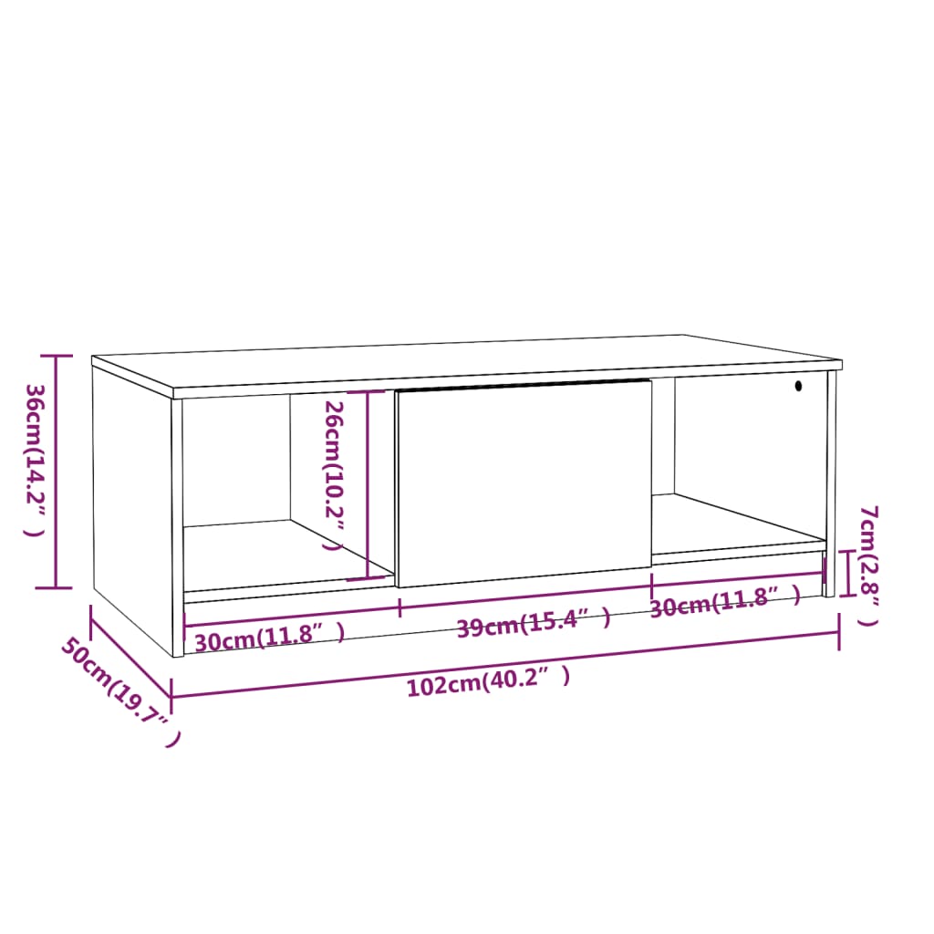 vidaXL Coffee Table Concrete Grey 102x50x36 cm Engineered Wood