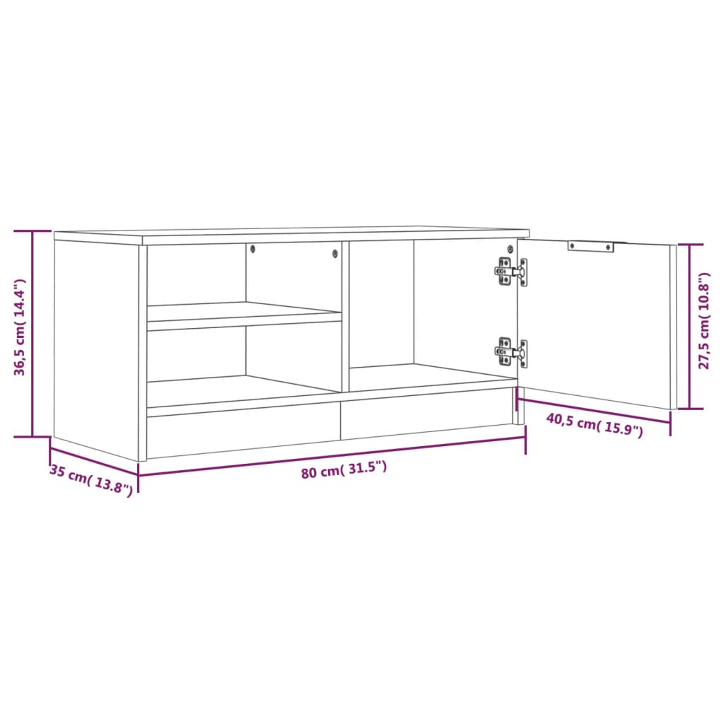 vidaXL 2 Piece TV Cabinet Set White 80x35x36,5 cm Engineered Wood