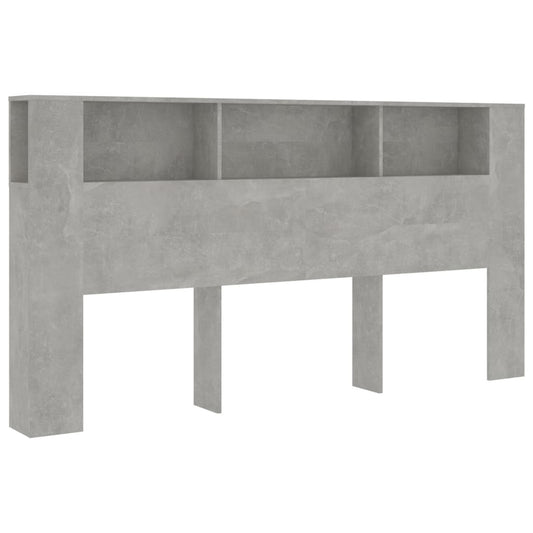 811956 vidaXL Headboard Cabinet Concrete Grey 200x18,5x104,5 cm