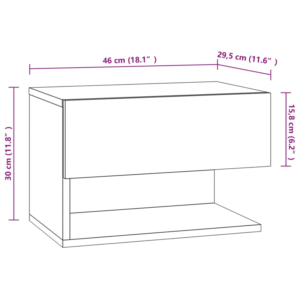 816946 vidaXL Wall-mounted Bedside Cabinet Smoked Oak