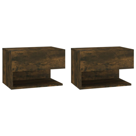 816947 vidaXL Wall-mounted Bedside Cabinets 2 pcs Smoked Oak
