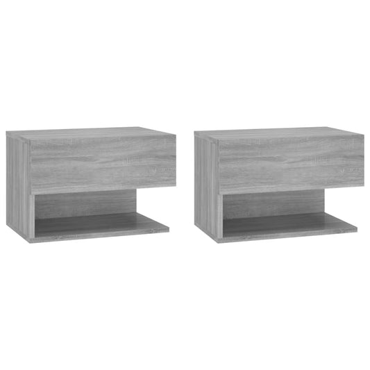 816949 vidaXL Wall-mounted Bedside Cabinets 2 pcs Grey Sonoma