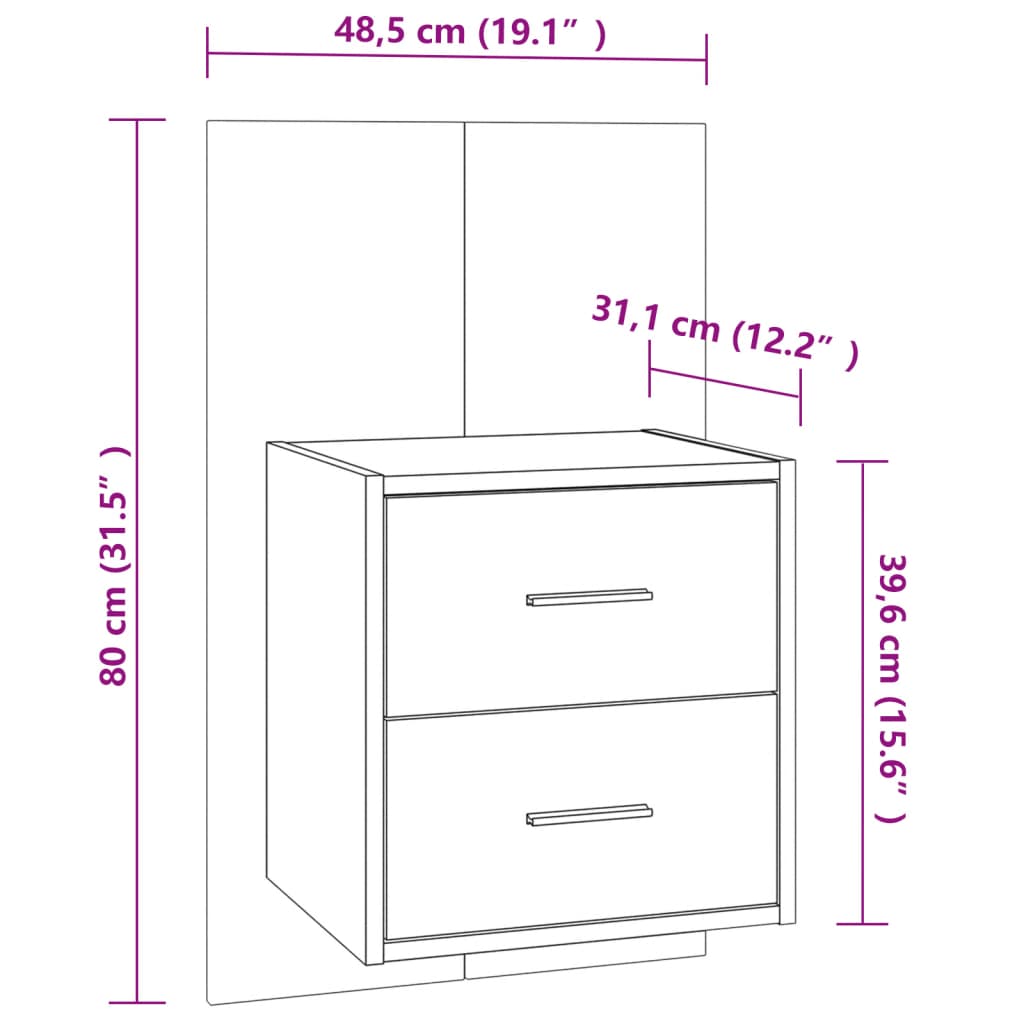 vidaXL Wall-mounted Bedside Cabinets 2 pcs Smoked Oak
