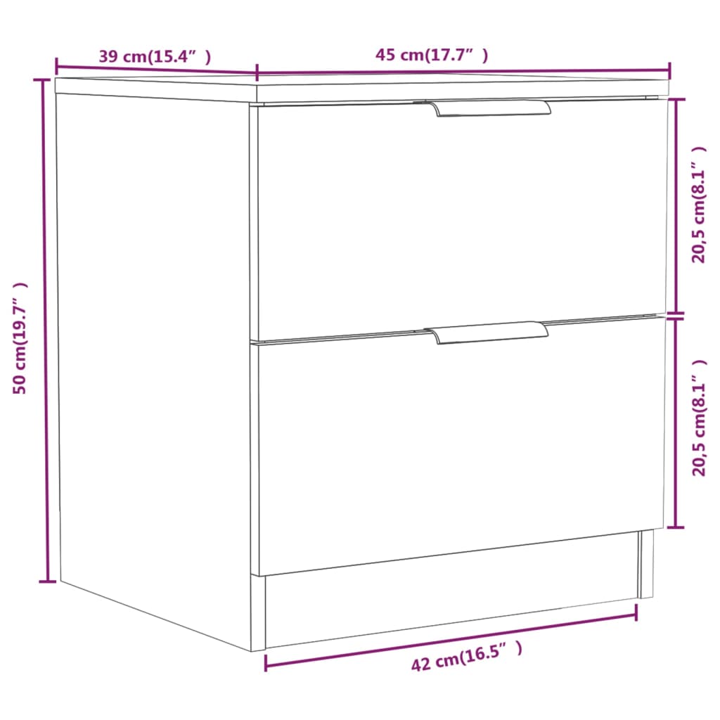 vidaXL Bedside Cabinets 2 pcs Grey Sonoma Engineered Wood