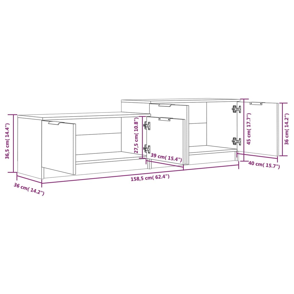 vidaXL TV Cabinet | Smoked Oak | Engineered Wood | Medium | TV Cabinet