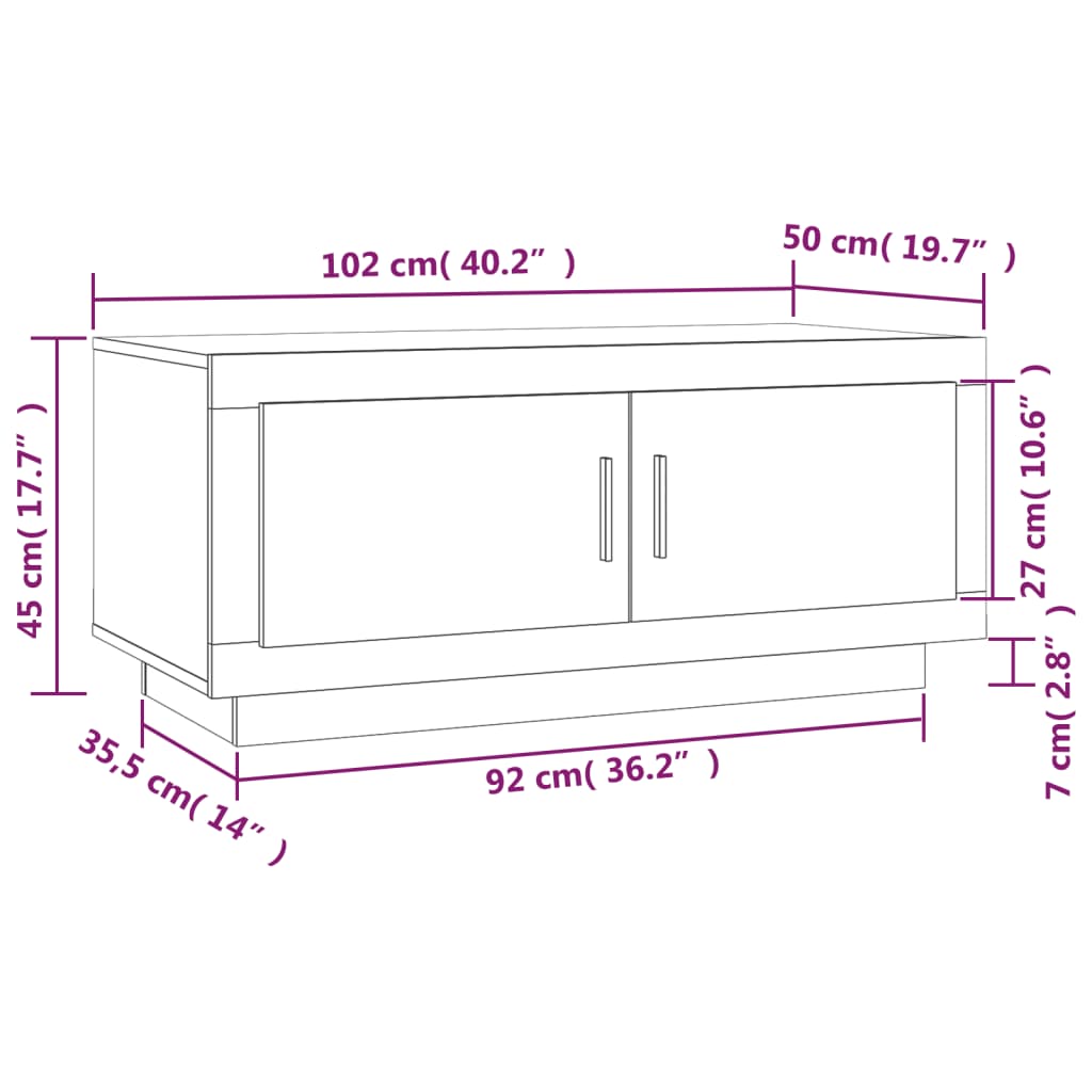vidaXL Coffee Table Smoked Oak 102x50x45 cm Engineered Wood
