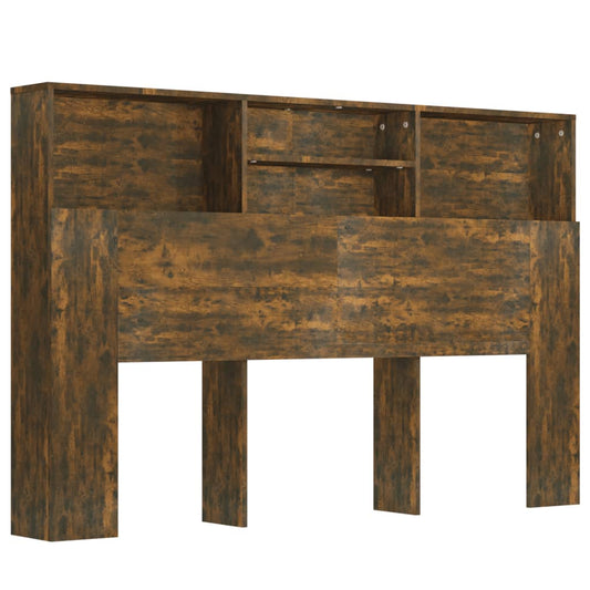 817252 vidaXL Headboard Cabinet Smoked Oak 160x19x103,5 cm