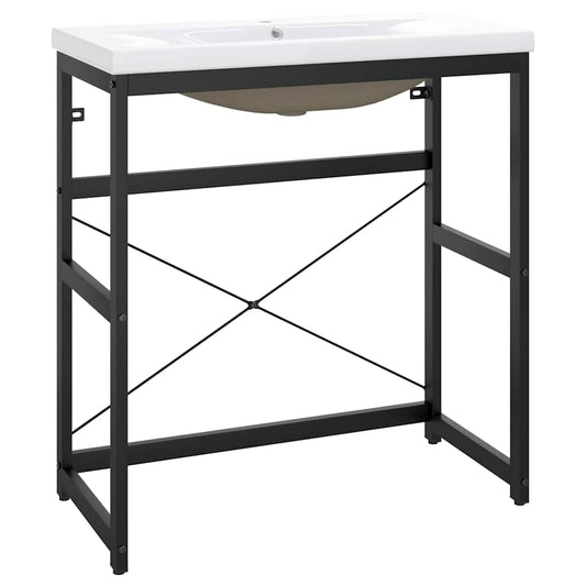 vidaXL Bathroom Washbasin Frame with Built-in Basin Black Iron