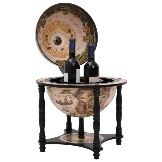 343474 vidaXL Globe Bar Wine Stand Black Solid Wood Eucalyptus