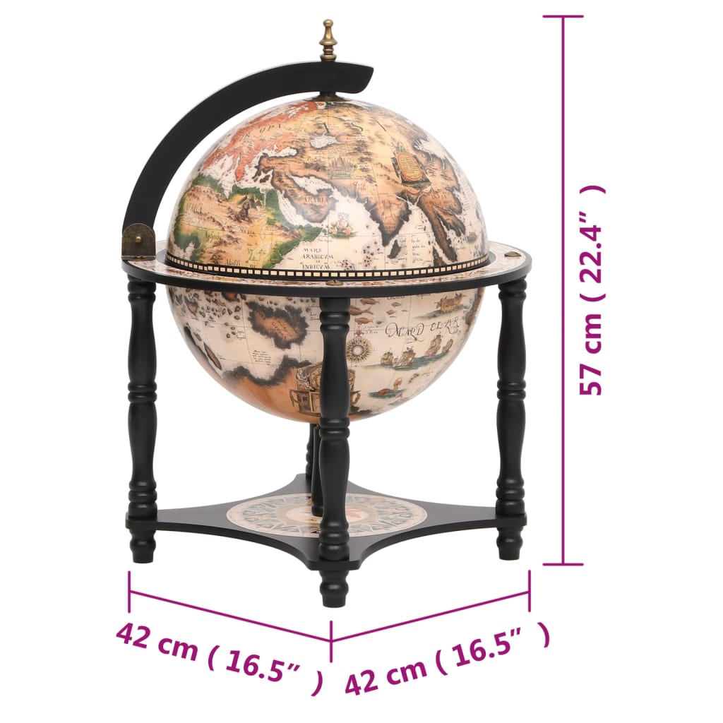 343474 vidaXL Globe Bar Wine Stand Black Solid Wood Eucalyptus