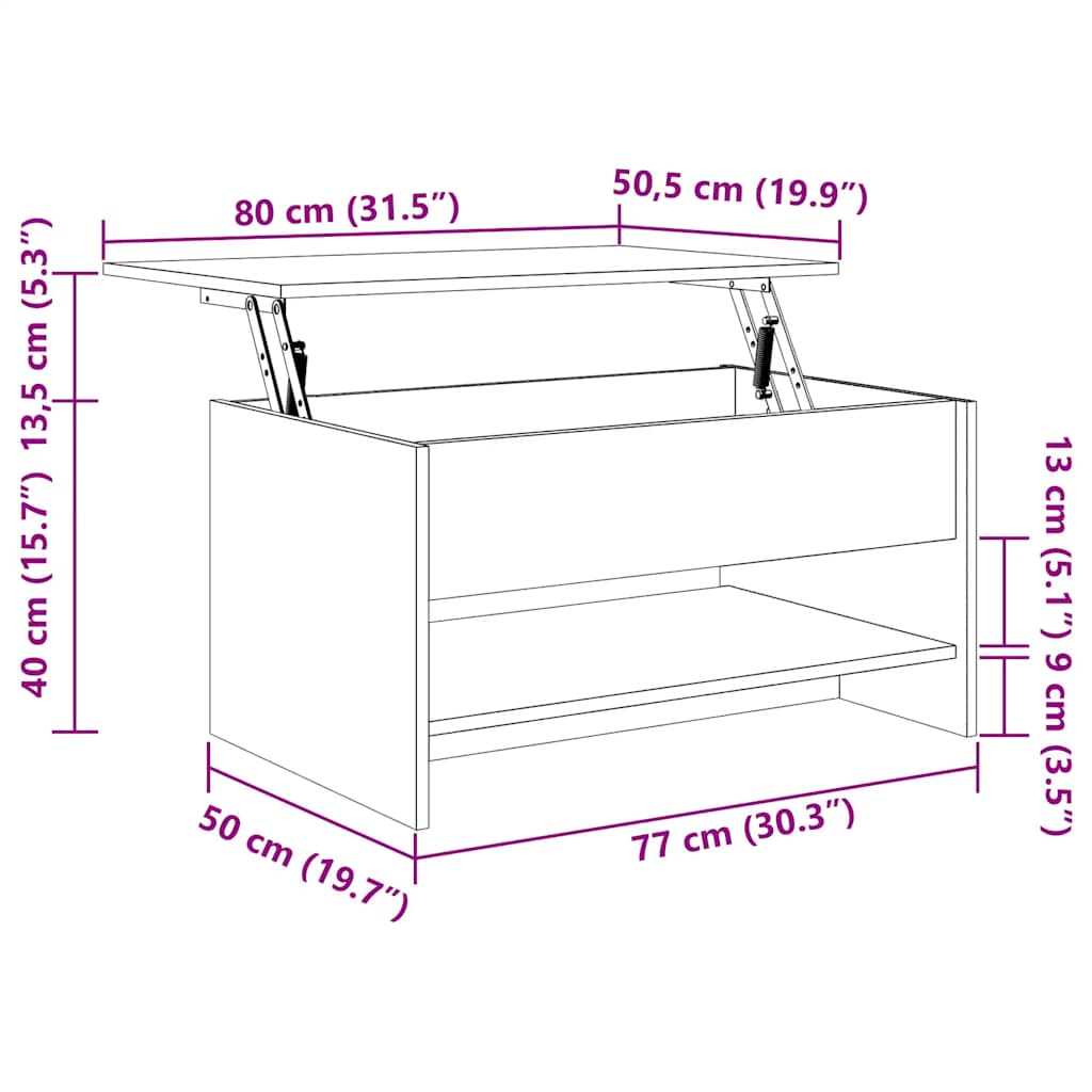 vidaXL Coffee Table Black 80x50x40 cm Engineered Wood