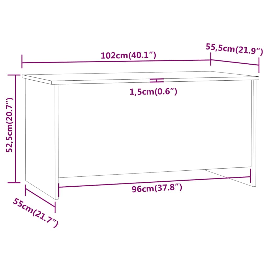 vidaXL Coffee Table Sonoma Oak 102x55,5x52,5 cm Engineered Wood