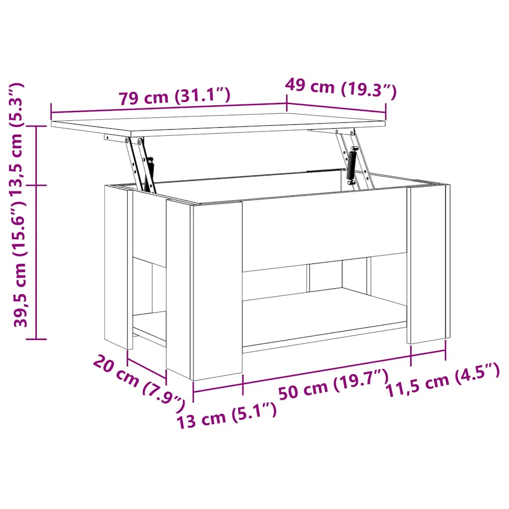 vidaXL Coffee Table Black 79x49x41 cm Engineered Wood