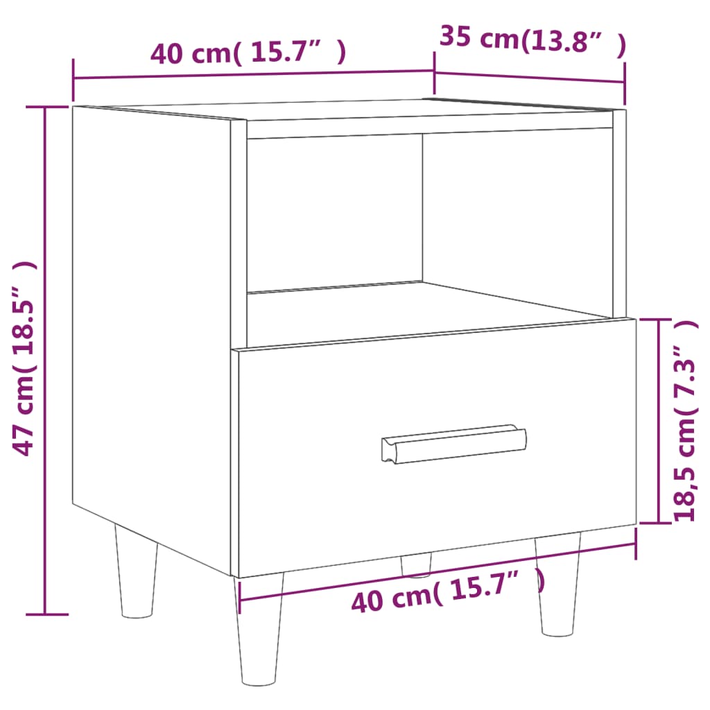 vidaXL Bedside Cabinet Smoked Oak 40x35x47 cm
