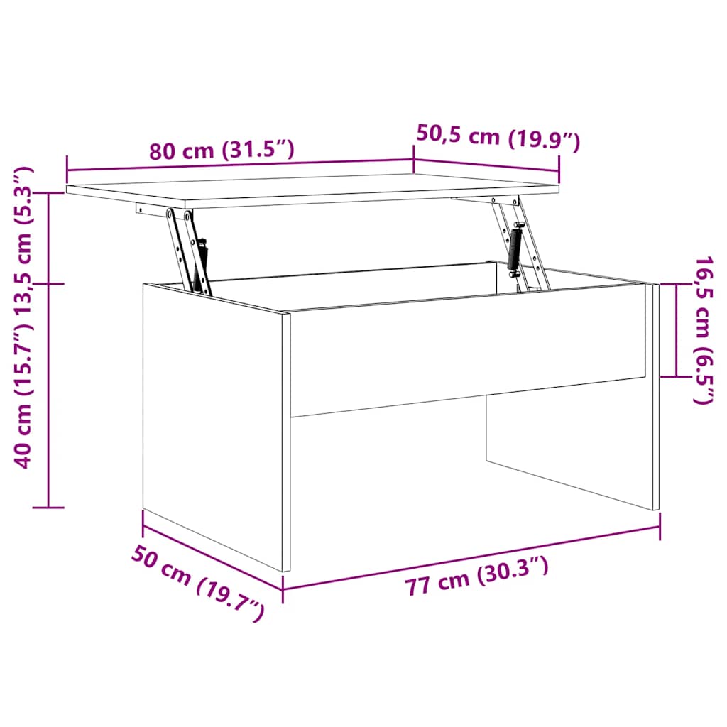 vidaXL Coffee Table Smoked Oak 80x50.5x41.5 cm Engineered Wood