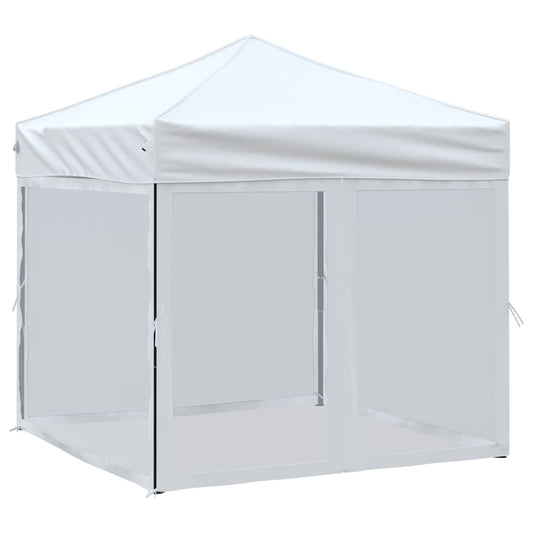 vidaXL Folding Party Tent with Sidewalls White 2x2 m