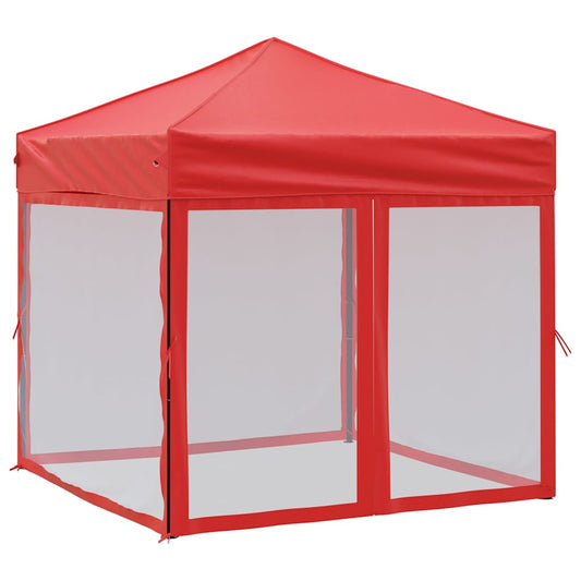 vidaXL Folding Party Tent with Sidewalls Red 2x2 m
