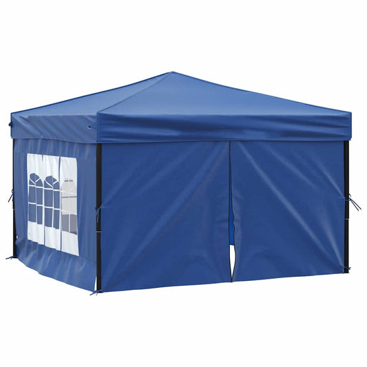 vidaXL Folding Party Tent with Sidewalls Blue 3x3 m